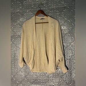 Fashion nova Open Cardigan Nylon Sweater Soft tan cream librarian Office Modest